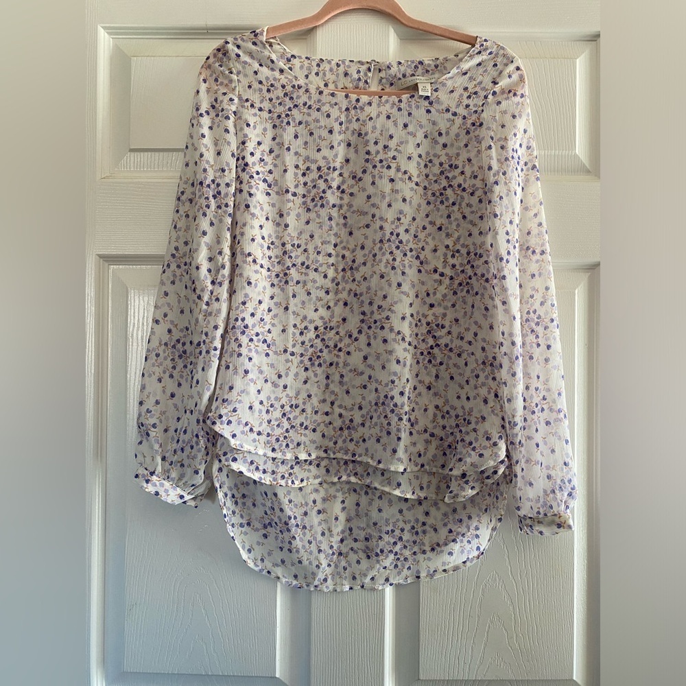 LC Lauren Conrad White Floral Print Women's Top Size‎ XS